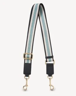 Feature Strap Webbing Black + White + Duck Egg