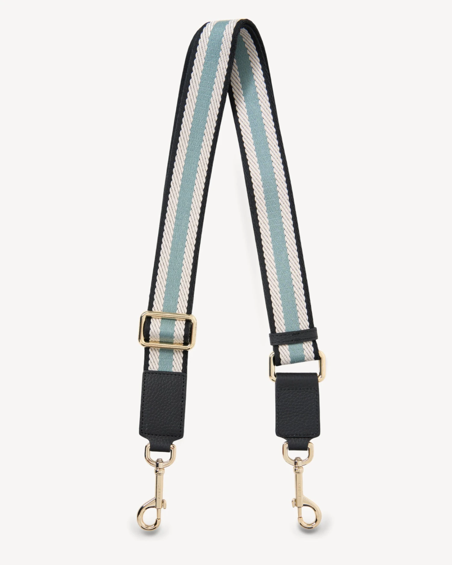 Feature Strap Webbing Black + White + Duck Egg 1 Feature Strap Webbing Black + White + Duck Egg